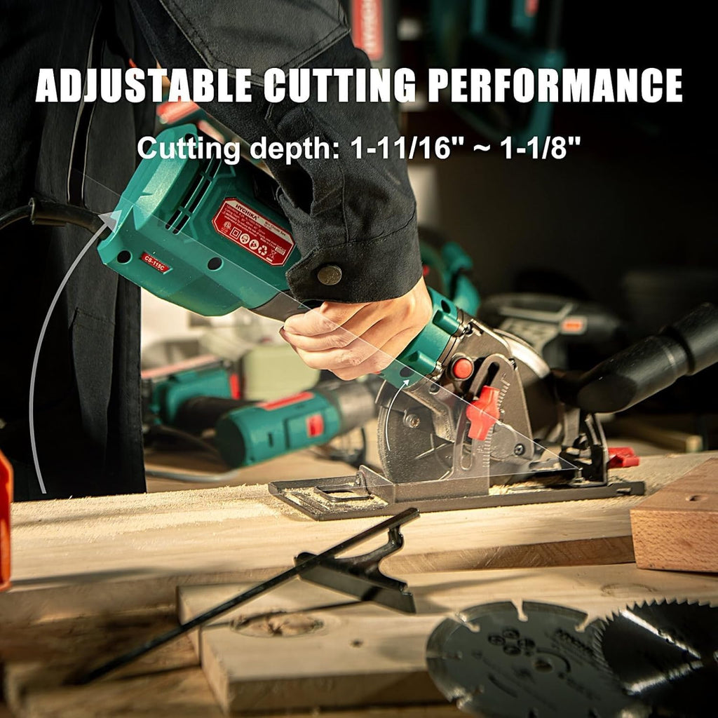 HYCHIKA Reciprocating Saw, 6.2A Mini Circular Saw with 3 Blades, 2-Tool Power Tool Combo Kit