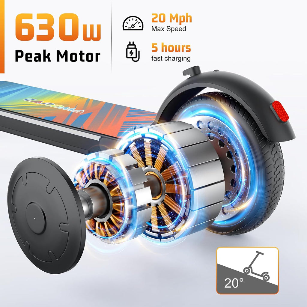 Caroma Electric Scooter Adults, 350W/500W Motor, Top Speed 20/25 Mph & 30 Miles Range, 8.5' Solid Tires, Cruise Control E Scooter for Adults