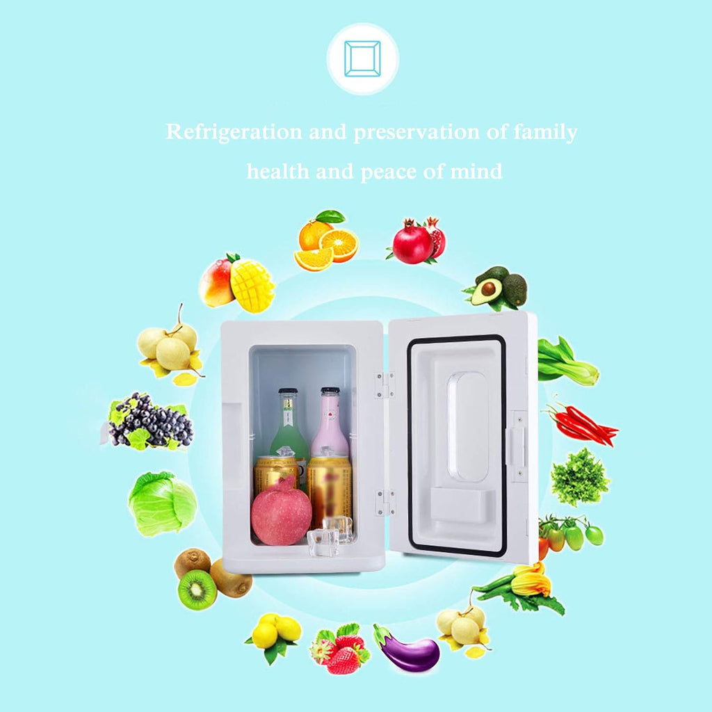 10L Car Refrigerator Double Layer Mini Fridge for Bedroom Cold Storage Fresh AC/DC Portable Thermo Electric Cooler and Warmer Single Core Portable Freezer (White)