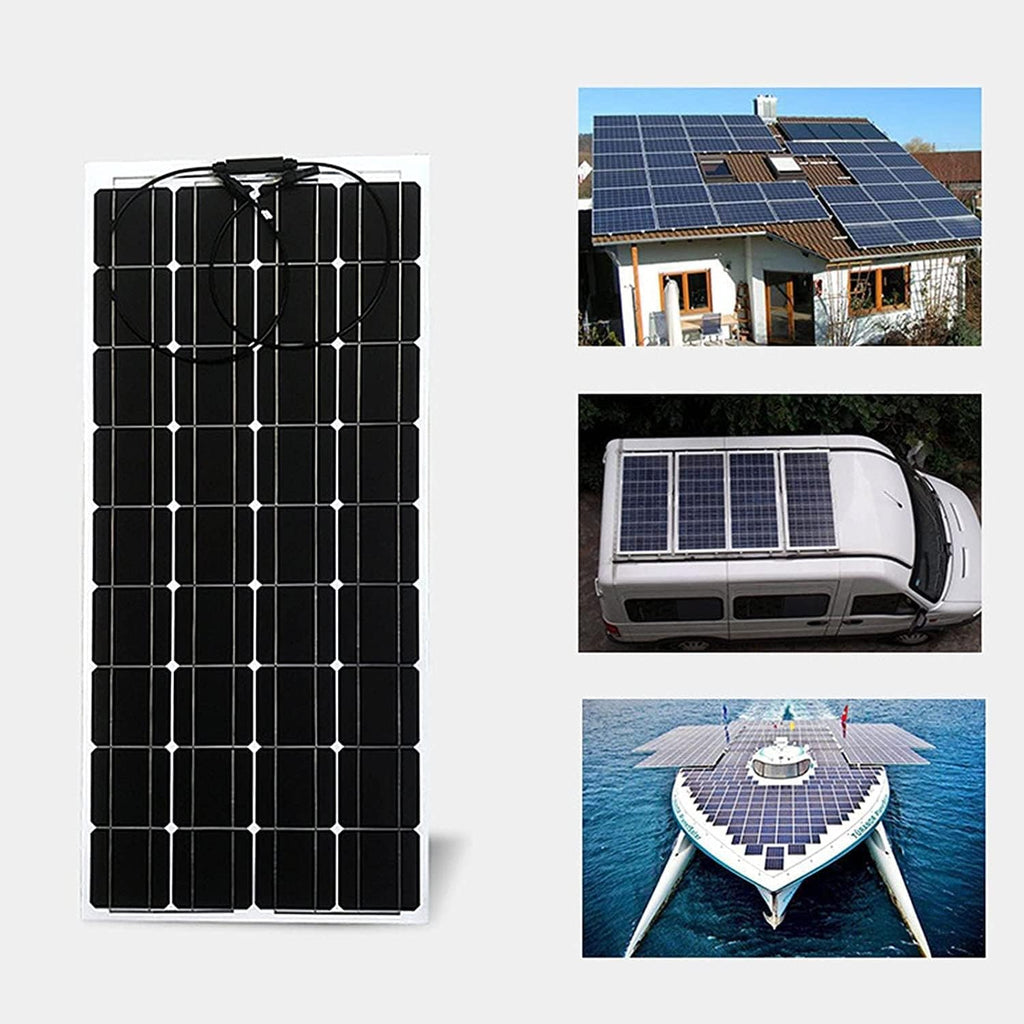 Portable Solar Panels Flexible 100W 12 V Solar Panel Kit, Waterproof High-Efficiency Monocrystalline Module PV Power for RV, Roof, Caravan and Off Grid Applications