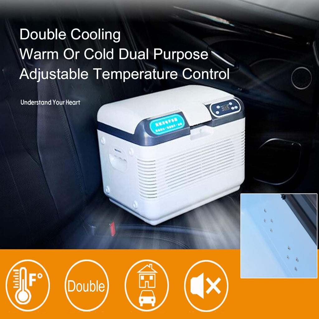 Car Refrigerator 12 Litre Mini Fridge DC 12/24V -AC 220-10℃ to 65 ℃ Temperature Adjustable Portable Driving Freezer Office Electric Cool Box for Kitchen Boat Picnic (Color : White, Size : 12L)