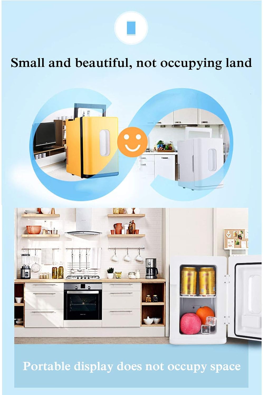 10L Car Refrigerator Double Layer Mini Fridge for Bedroom Cold Storage Fresh AC/DC Portable Thermo Electric Cooler and Warmer Single Core Portable Freezer (White)