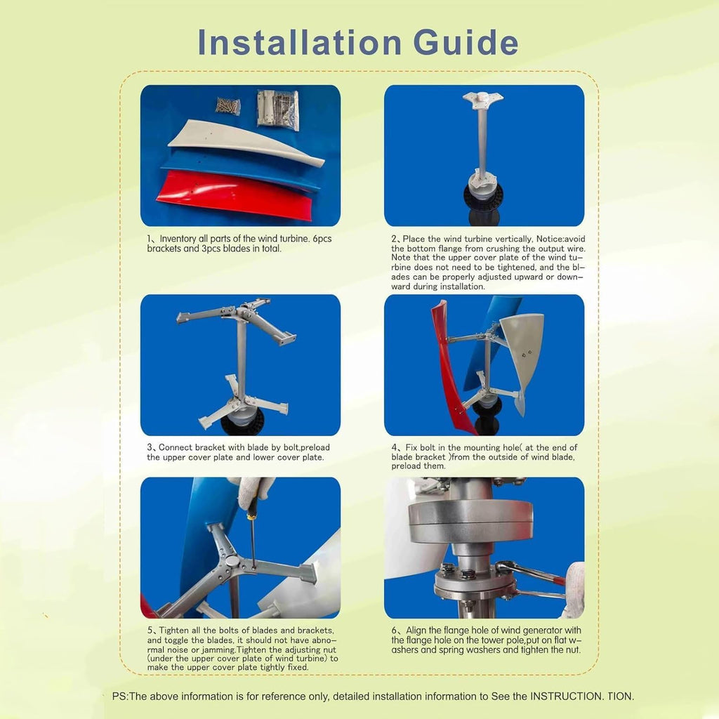 Wind Turbine Generator Kit, 12000W Portable Vertical Helix Wind Power Turbine Generator with MPPT Controller Home Outdoor Power Generation Home, Home Power Energy Kit,220V