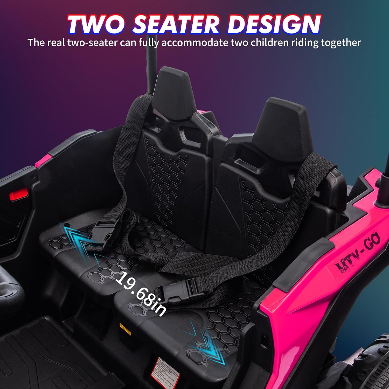 GarveeLife 24V Ride On Utv for Kids, 2 Seater Electric Truck with Sun Shade, 4WD Electric Car Toy with Remote Control, Led Lights, 4 Shock Absorbersm, One Click Start, Music Player(Rose)