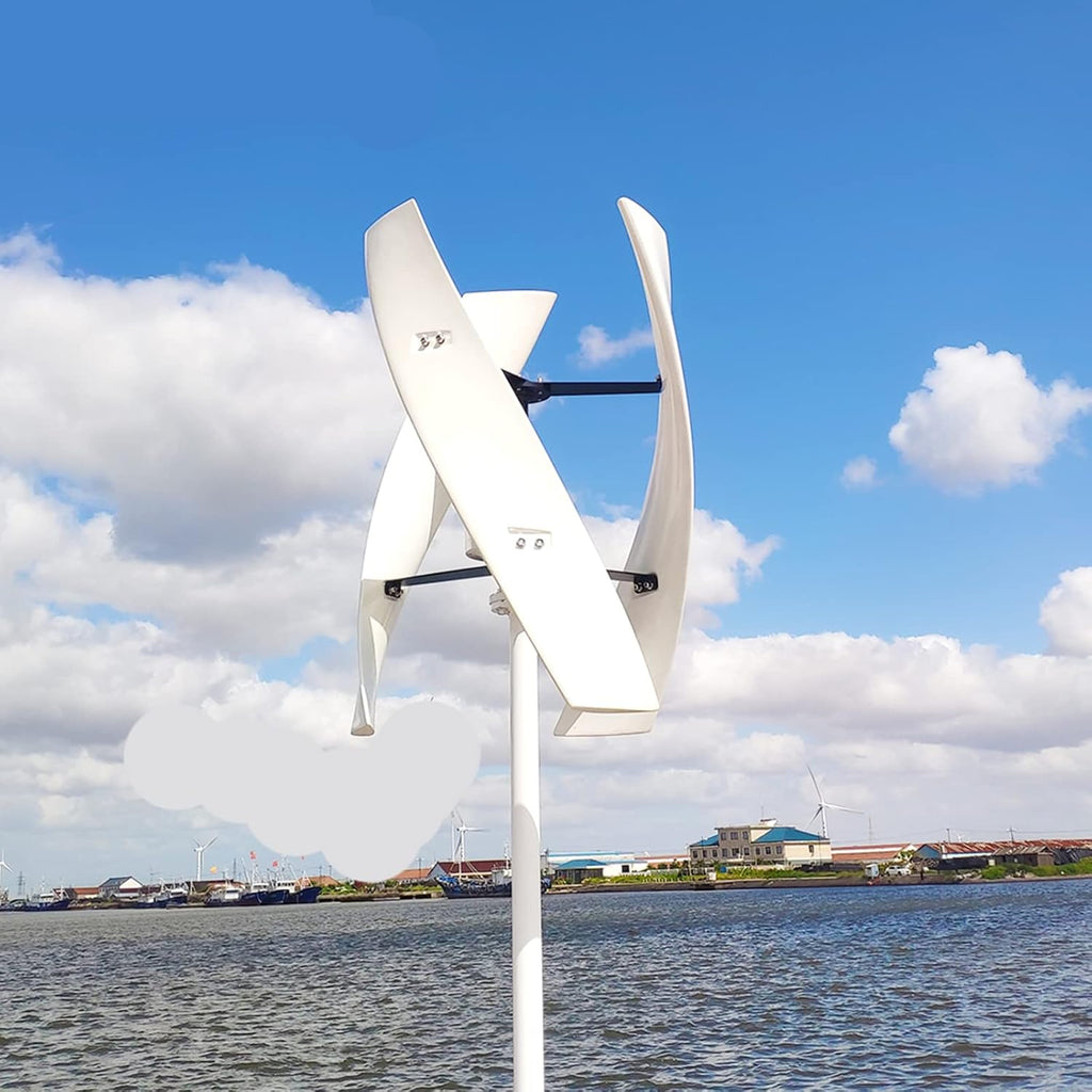 Vertical Wind Turbine Generator Set, 3000W 12V 24V 48V Vertical Wind Turbine Generator with Charging Regulator 3 Blades Suitable for Garden Outdoor Street Lights (12V White)