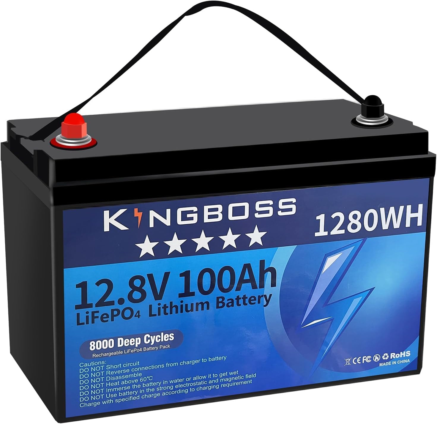 12V 100Ah LiFePO4 Battery, Group 31 Lithium Battery Built-in 100A BMS 8000 Deep Cycles Rechargeable 1280Wh Lithium Iron Phosphate Batterys Waterproof for Energy Storage, RV, Home, Solar System
