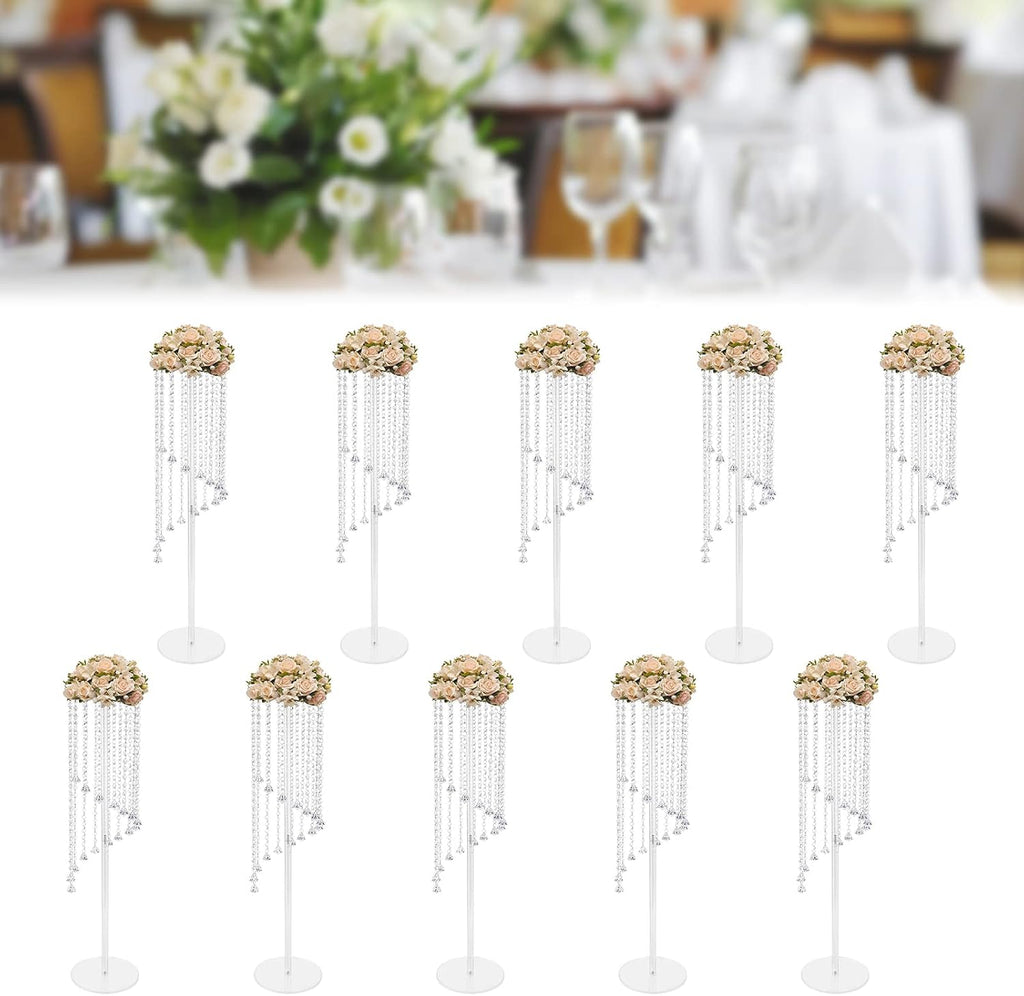 10Pcs Luxurious Acrylic Crysta Flower Stand, Wedding Centerpieces on Floor, Tall Flowers Arrangement Stands, Tabletop Vase, for Wedding Party, Dinner Event, Hotel/Home Decor