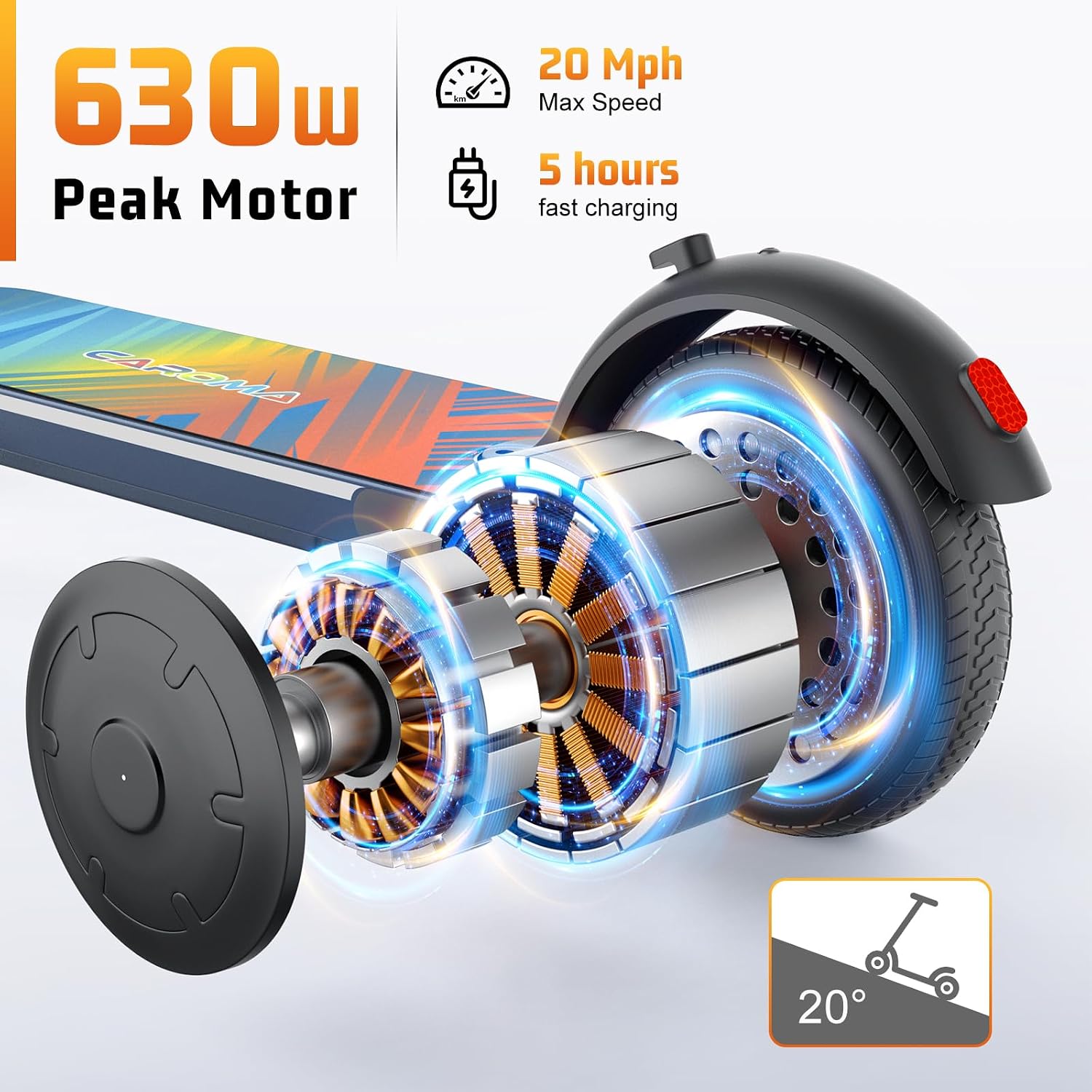 Caroma Electric Scooter Adults, 350W/500W Motor, Top Speed 20/25 Mph & 30 Miles Range, 8.5' Solid Tires, Cruise Control E Scooter for Adults