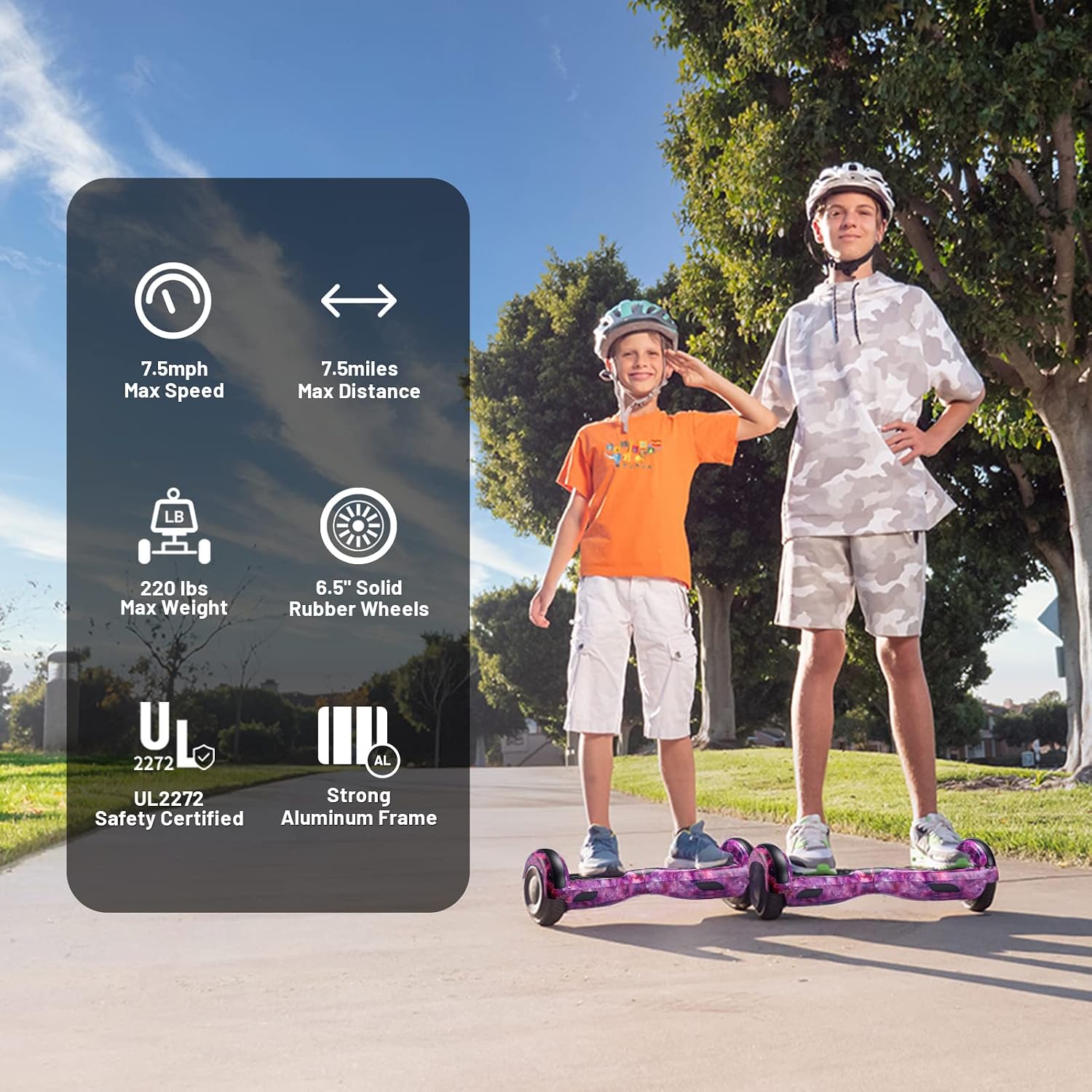 SIMATE Hoverboard, Bluetooth All Terrain Hover Boards with LED Lights and APP Control, Gifts for Kids Adults Girls Boys, for All Ages