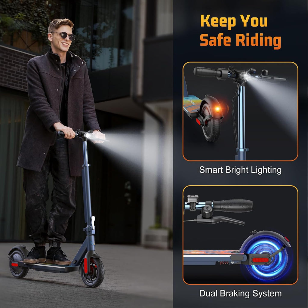 Caroma Electric Scooter Adults, 350W/500W Motor, Top Speed 20/25 Mph & 30 Miles Range, 8.5' Solid Tires, Cruise Control E Scooter for Adults