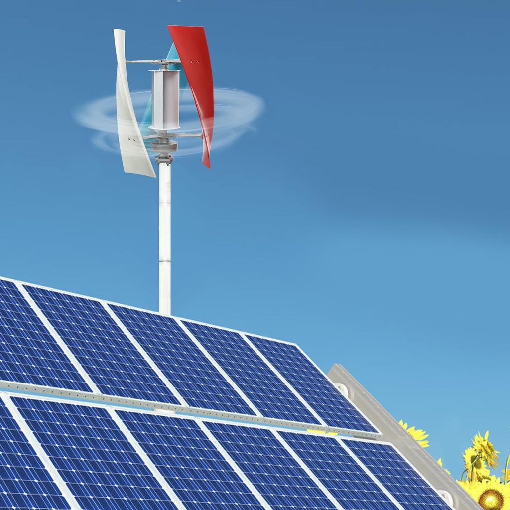 Wind Turbine Generator Kit, 100W 24V Vertical Axis Wind Turbine Generator with Controller & Wind-Assisted Wheel, 3 Blades Wind Power Generator Permanent Magnet Generator for Boats, Gazebos, Home, RV