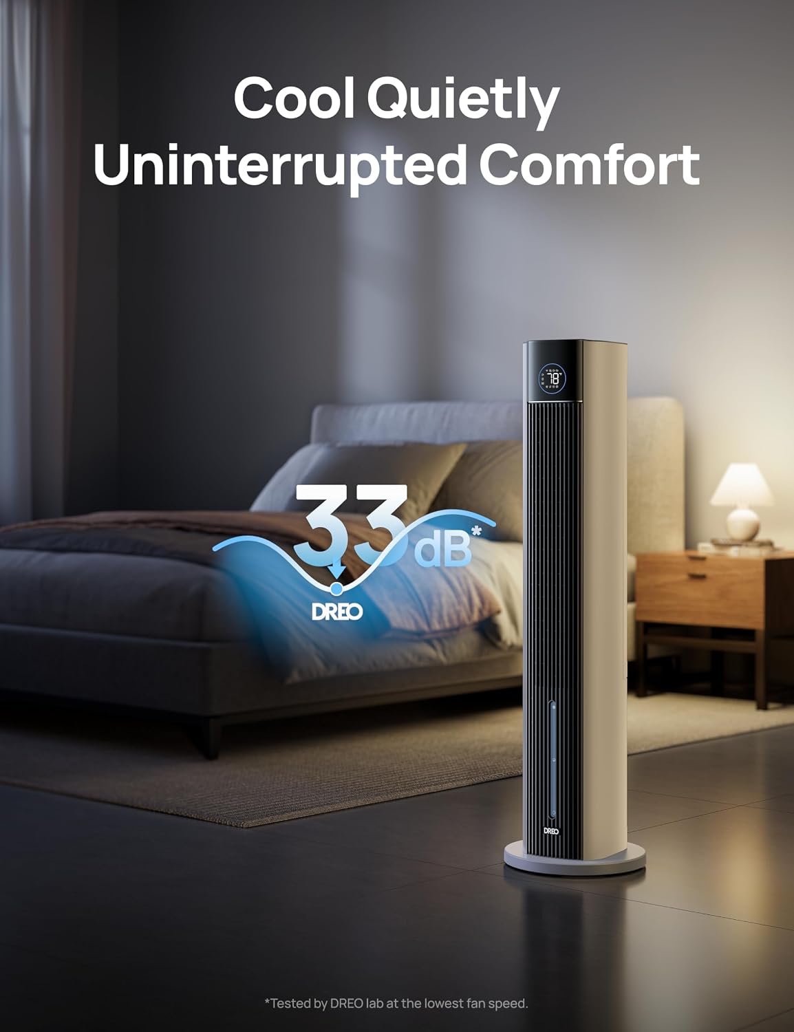 DREO Tower Fan for Bedroom, 43' Cooling Fans That Blow Cold Air 2025 Upgraded, Evaporative Air Cooler, Quiet 85° Oscillating Floor Fan, Easy Cleaning, APP Control, 4 Modes & 4 Speeds, 12H Timer, White