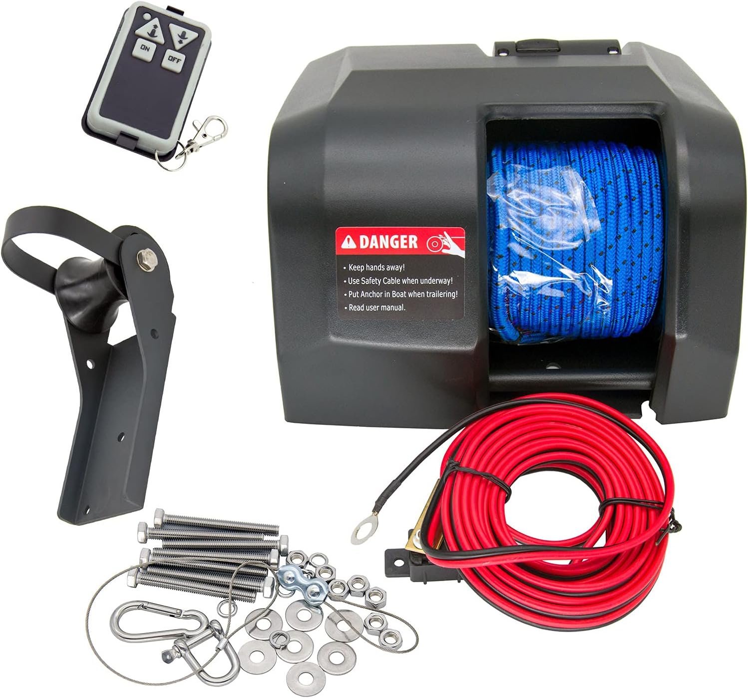 Electric Anchor Winch,Boat Anchor Wench 12V Marine Saltwater Anchor Windlass Kit with Wireless Remote Control Anchors Up to 25 LBS