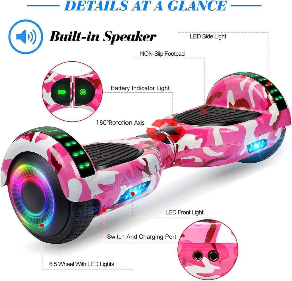 FLYING-ANT Self Balance Scooter Seat Attachment 6.5' Two-Wheel Self Balancing Electric Scooter with LED Light Flash Lights Wheels