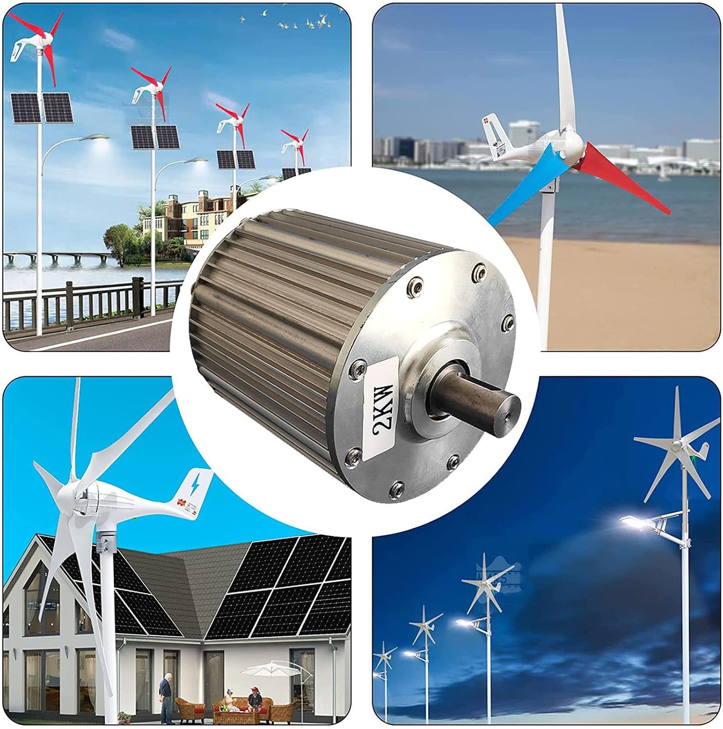 Three Phase AC Permanent Magnet Generator, High Efficiency Low Rotational Speed Motor, 1KW 1.5KW 48V Household Small Brushless Wind Turbines,1KW-48V