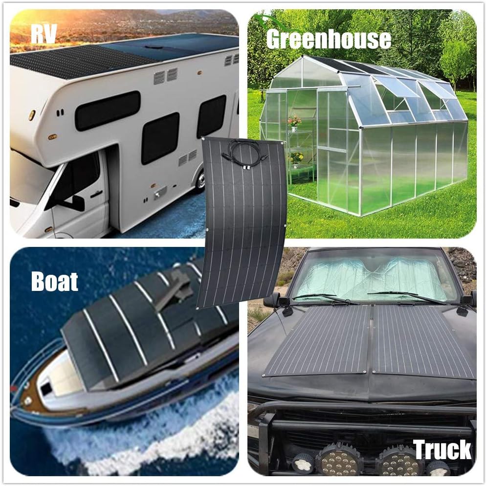 600W ETFE Flexible Monocrystalline Solar Panel for RV Boat Green House + 400W 12V Wind Turbine Generator + Hybrid Controller + Solar Extension Cable + Connector - 1000W Wind Solar System Kit