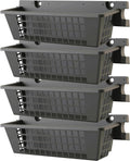 Suncast 4 Pack Accessory Baskets, Resin Organizers for Shed, Black, 25' x 7.25' x 7' - Outdoor Storage, 30 lb Weight Capacity, EZ Bolt Wall-Mount