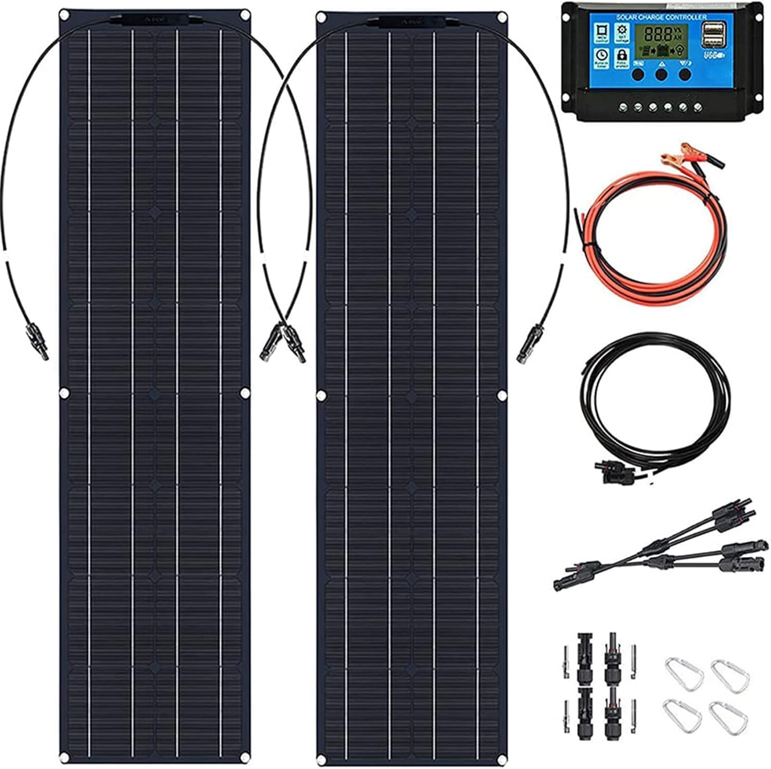 Portable Solar Chargers,100W Solar Panel Flexible Solar Panels Kit Monocrystalline Solar Modules for Outdoor Camping Travel RV Uneven Surfaces