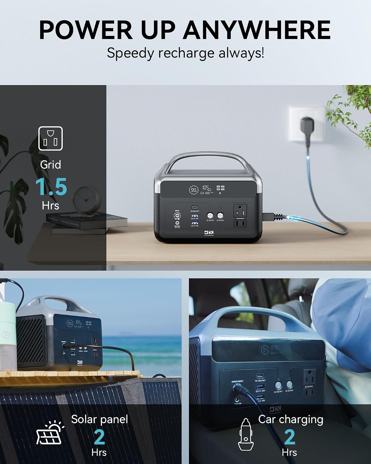 Portable Power Station with 40W Solar Panel, 60,000mAh LiFePO4 Battery 300W AC Outlets Power Station,2Hrs Fast Charging Power Bank for Home,Outdoor Camping RVs Emergencies