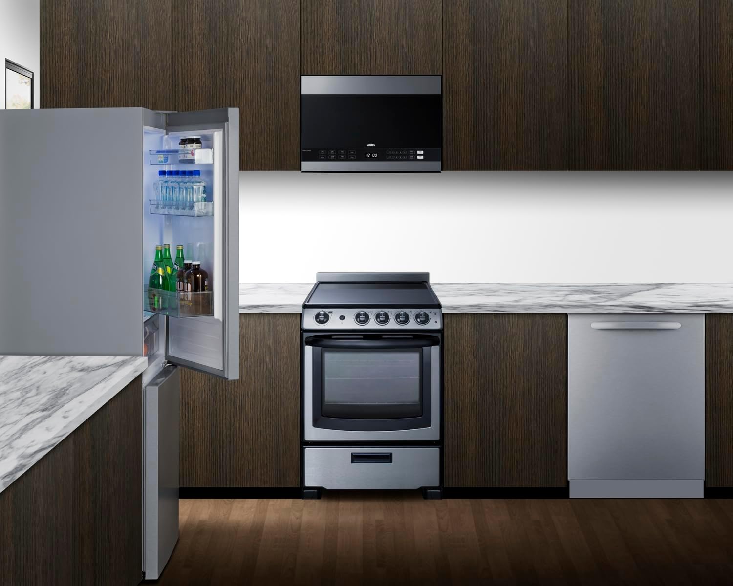 Summit 24' Bottom Freezer Refrigerator, Counter Depth Refrigerator- Freezer, Energy Star, Stainless Steel - FFBF124SS (Right Hand Door)
