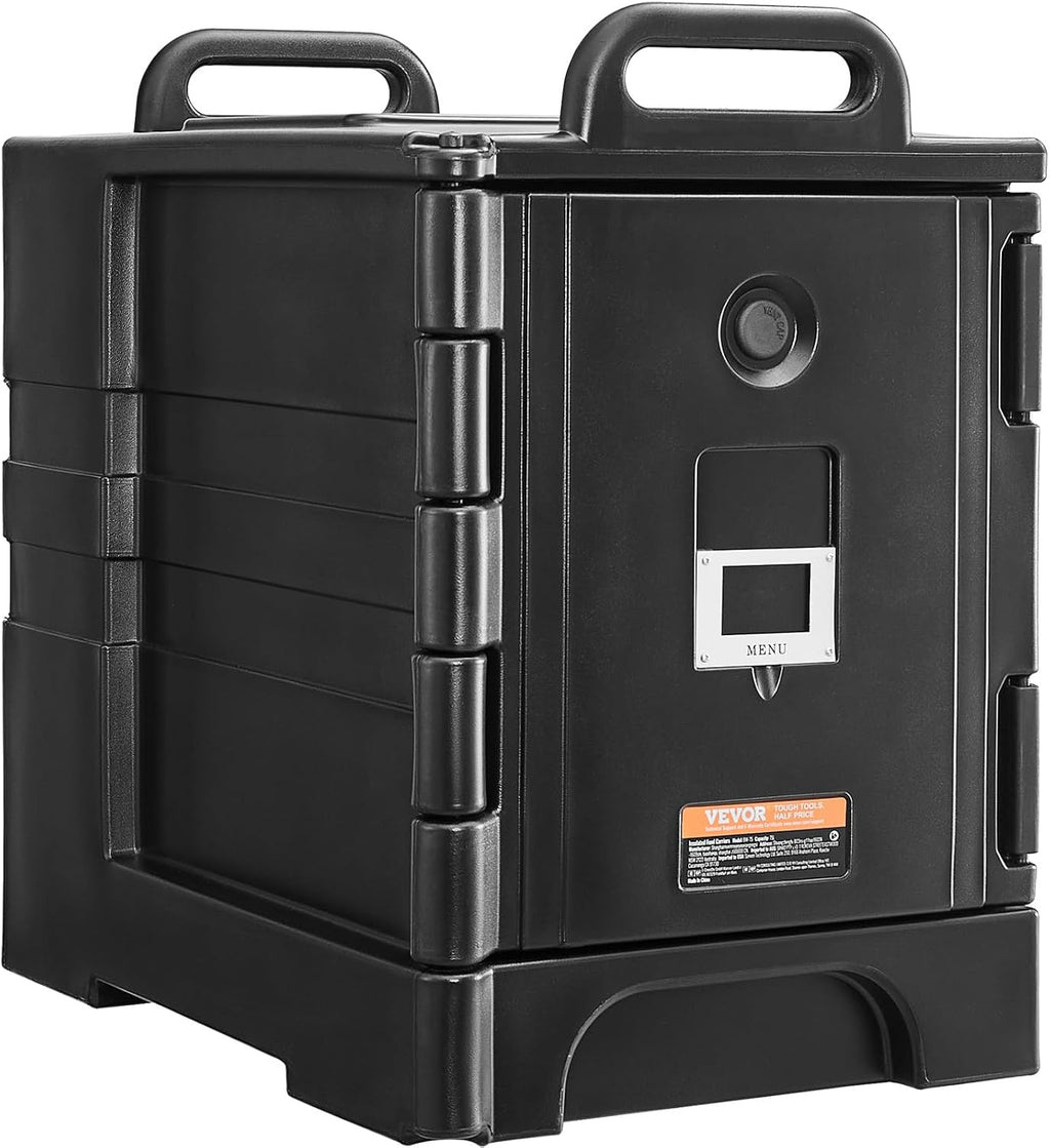 VEVOR Insulated Food Pan Carrier, 81 Qt Hot Box for Catering, Food Box Carrier with Double Buckles, Front Loading Food Warmer with Handles, Stackable End Loader for Restaurant, Canteen