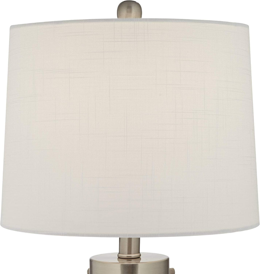 360 Lighting Coastal Country Accent 3-Way Table Lamp with Table Top Dimmer Fillable 20.5' High Clear Glass Off White Fabric Drum Shade Decor for Living Room Bedroom House Bedside Nightstand