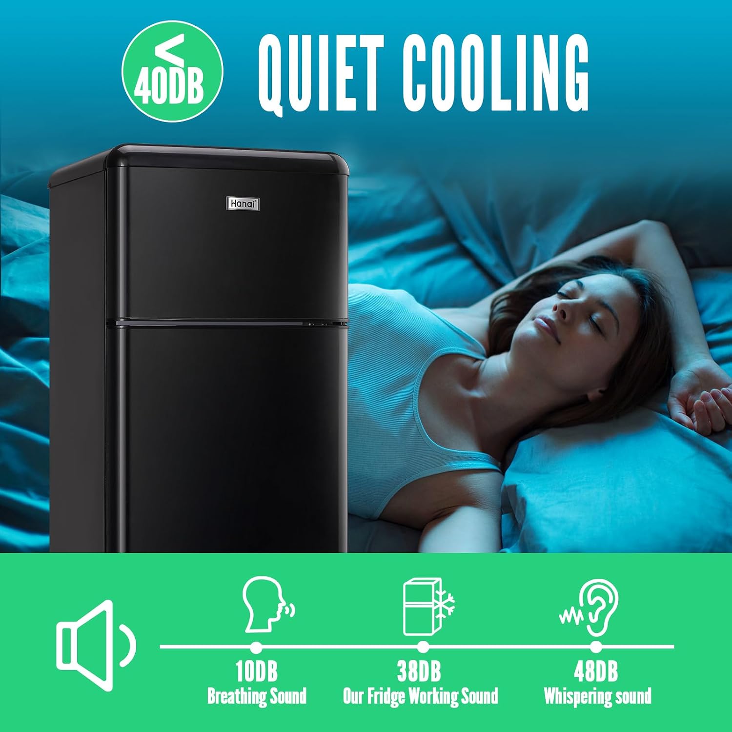 WANAI Retro Mini Fridge with Top Freezer 3.5 Cu.Ft Compact Refrigerator with Seven Adjustable Thermostat Two Door Small Fridge with Removable Glass Shelves for Kitchen Dorm Office Apt Black