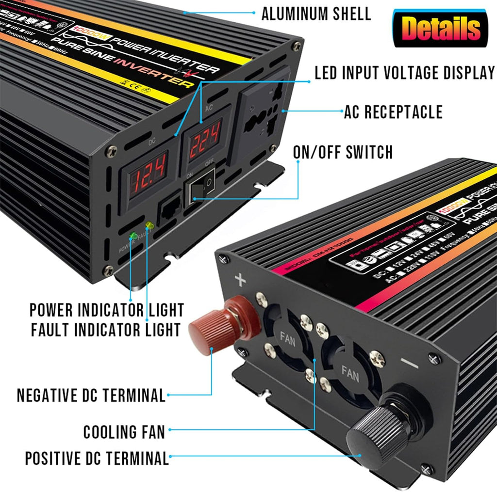 10000W Off-Grid Solar Power Kit for RVs & Boats, Pure Sine Wave Inverter with 50A PWM Controller, Emergency Power Solutions, Renewable Energy System