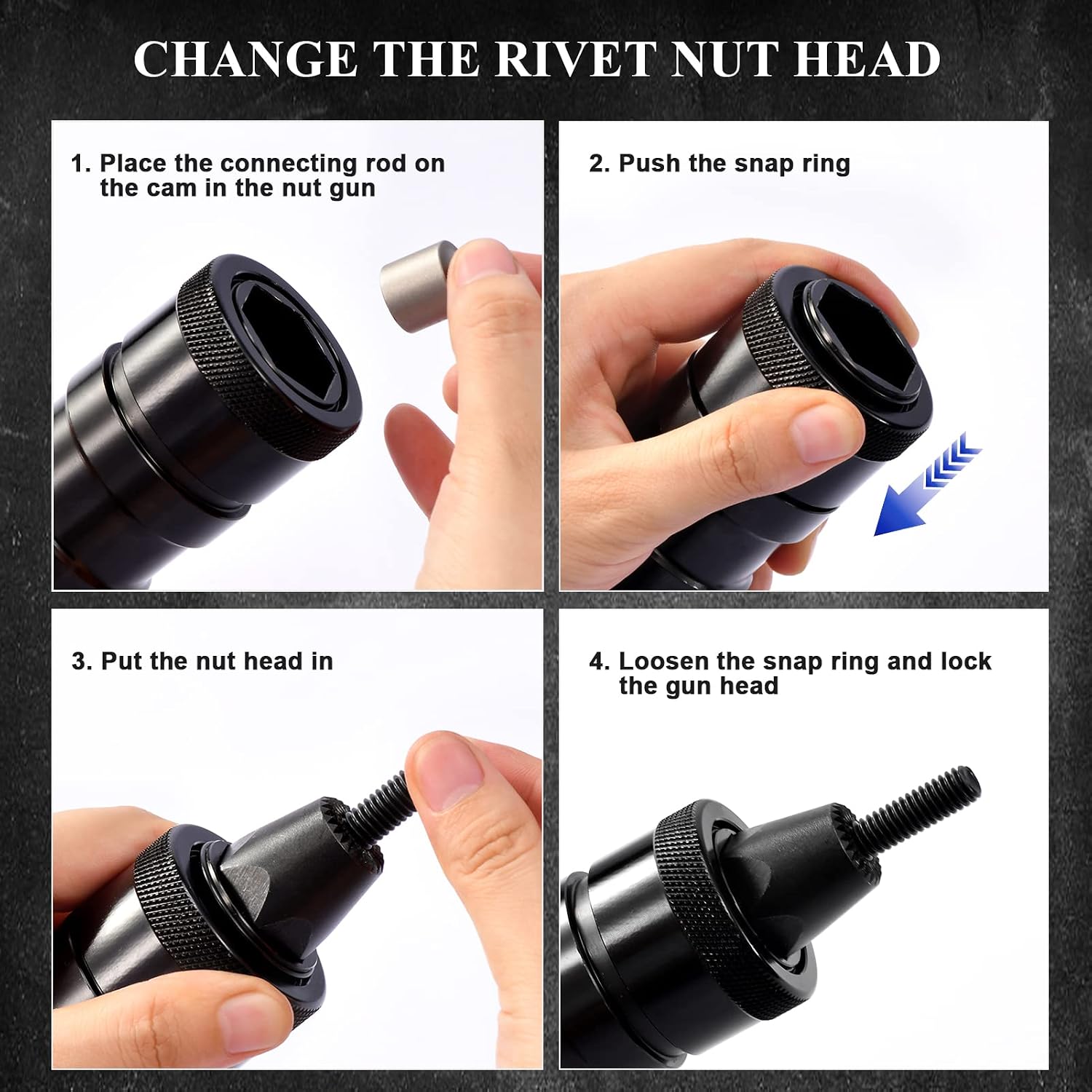 Pneumatic Rivet Nut Gun M6 M8 M10 Metric with Self-locking Head Gun,Industrial Grade Adjustable Speed Pull Rivnut Gun Model:LM07 Button Switch