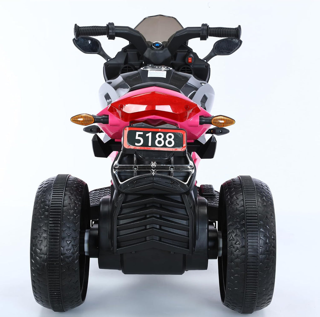 12V Kids Electric Motorcycle with Training Wheels | Plastic, PU seat, manual throttle, foot brake, USB, MP3, phone link, light-up wheels, ages 3-6, 45.3 W x 23.2 D x 28.7 H in