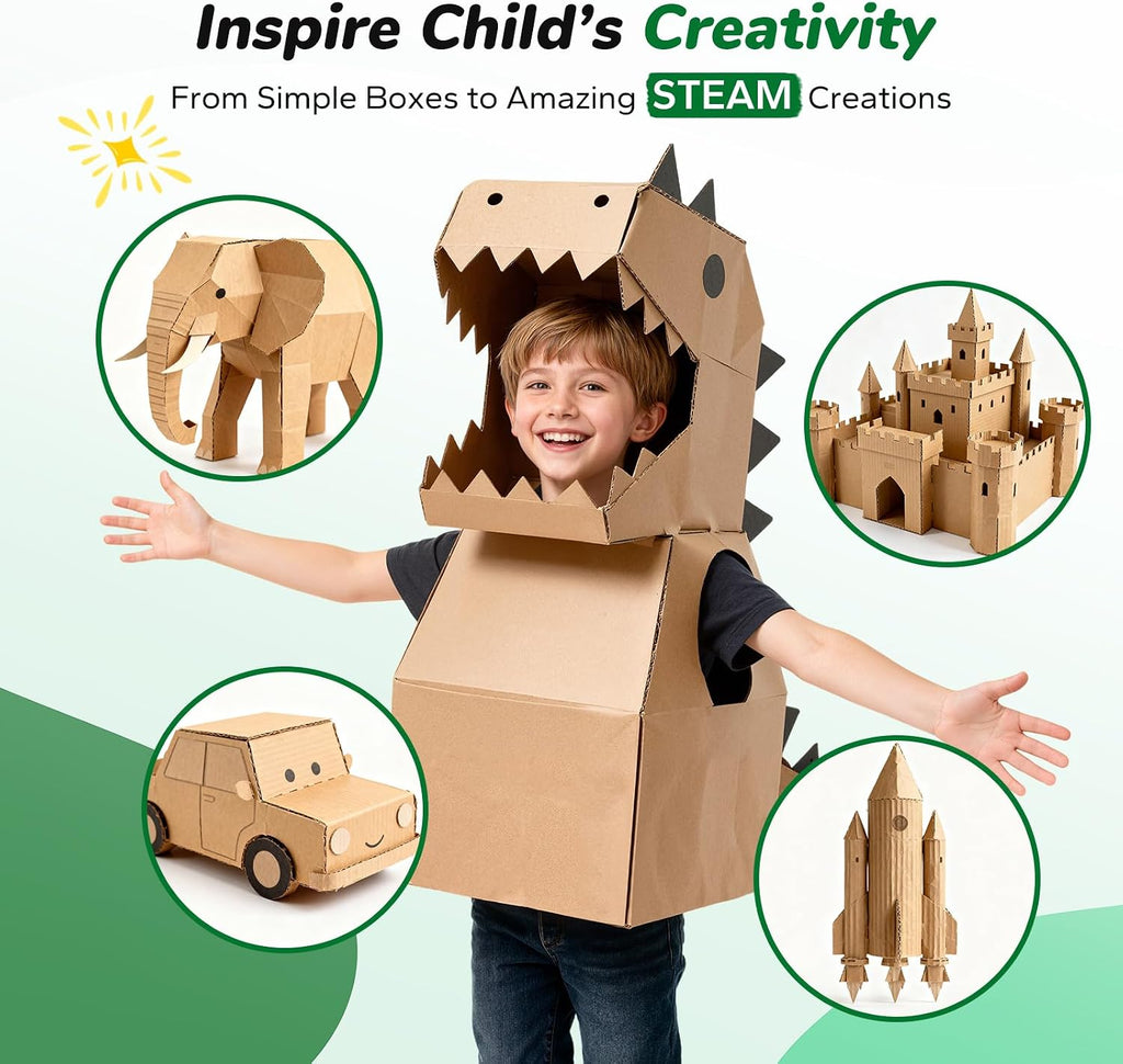 Safe Power Cardboard Cutter for Kids, STEM + STEAM Educational Toy for Boys and Girls Ages 5+, Upcycled Tool for DIY Cardboard Projects, Engineering & Creativity