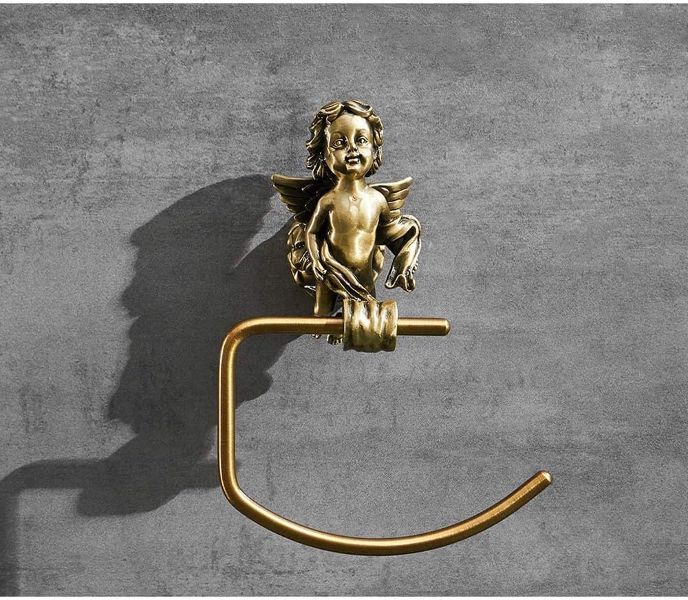 Bronze Color Classic Angel Towel Ring Home Deco Premium Brass Gold Towel Holder for Bathroom Wall Towel Rack,Bronze,1