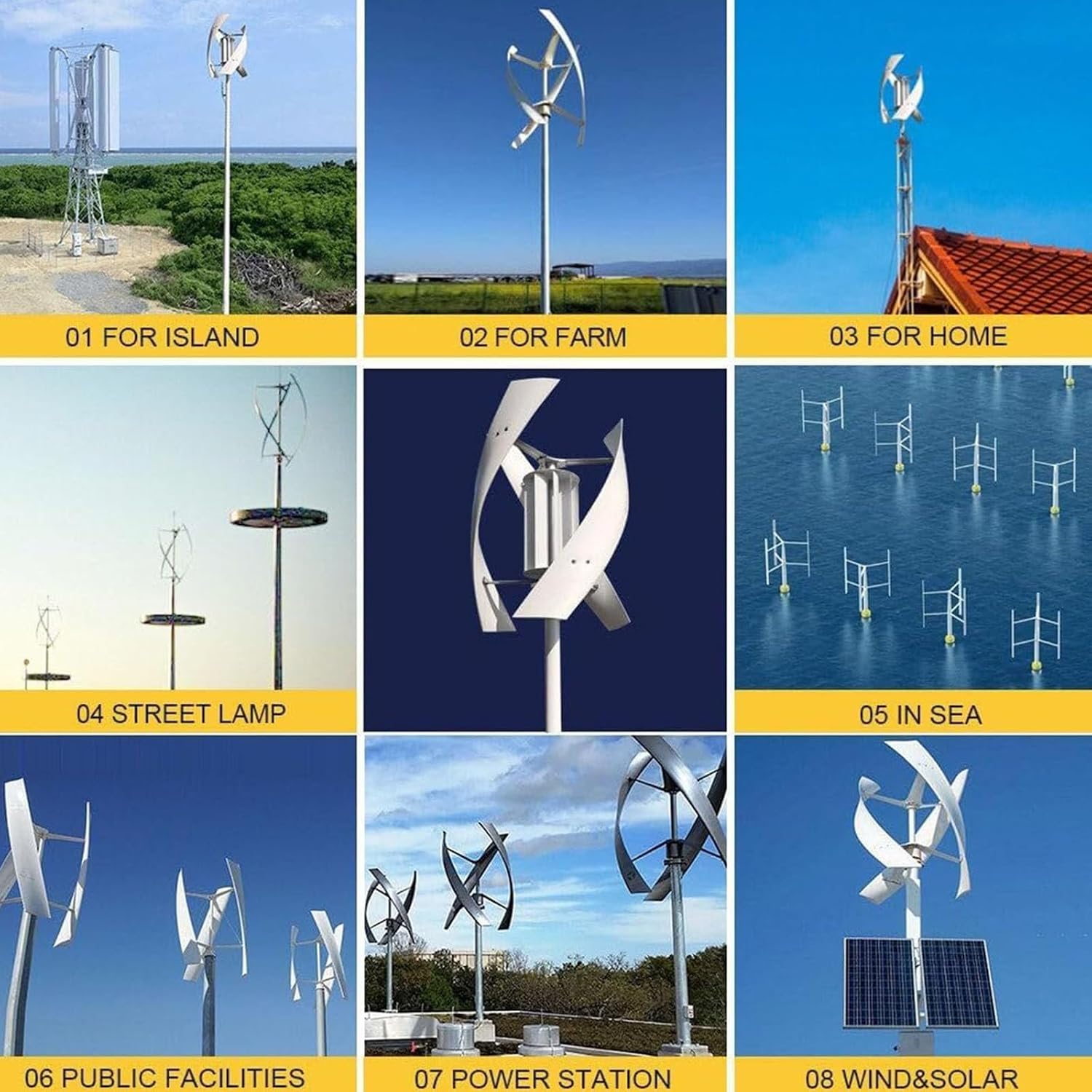 3000W Wind Turbine Generator Kit - 12V/24V Vertical Wind Power System with Charge Controller, 3-Phase AC Permanent Magnet Generator for Home, RV, Boat, Marine & Off-Grid Use