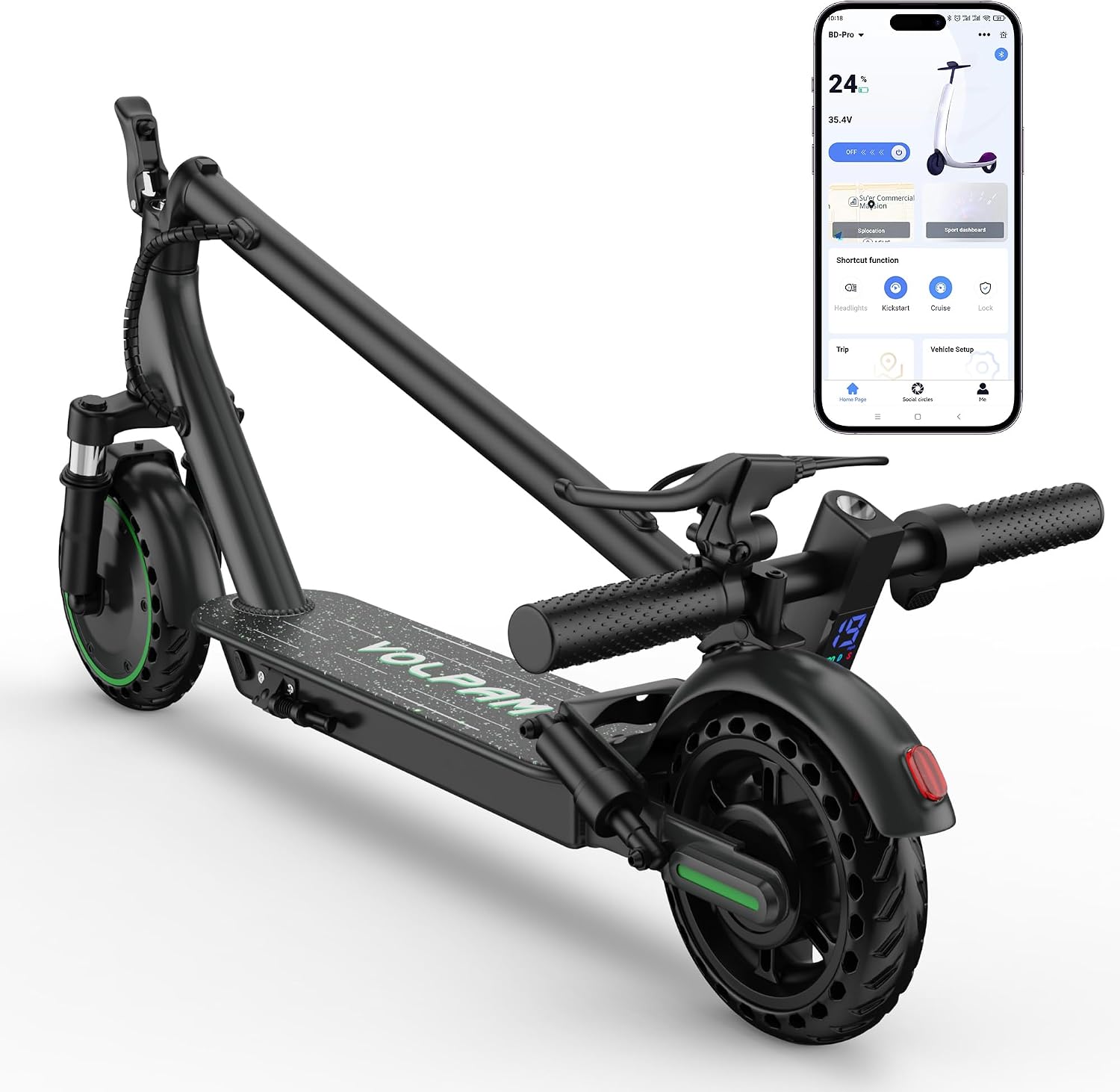 VOLPAM Electric Scooter, 500W/350W Strong Motor, Max 22/19 MPH Top Speed & 22/17 Miles Range, 10'/8.5' Foldable E Scooter with Smart APP, Cruise Control