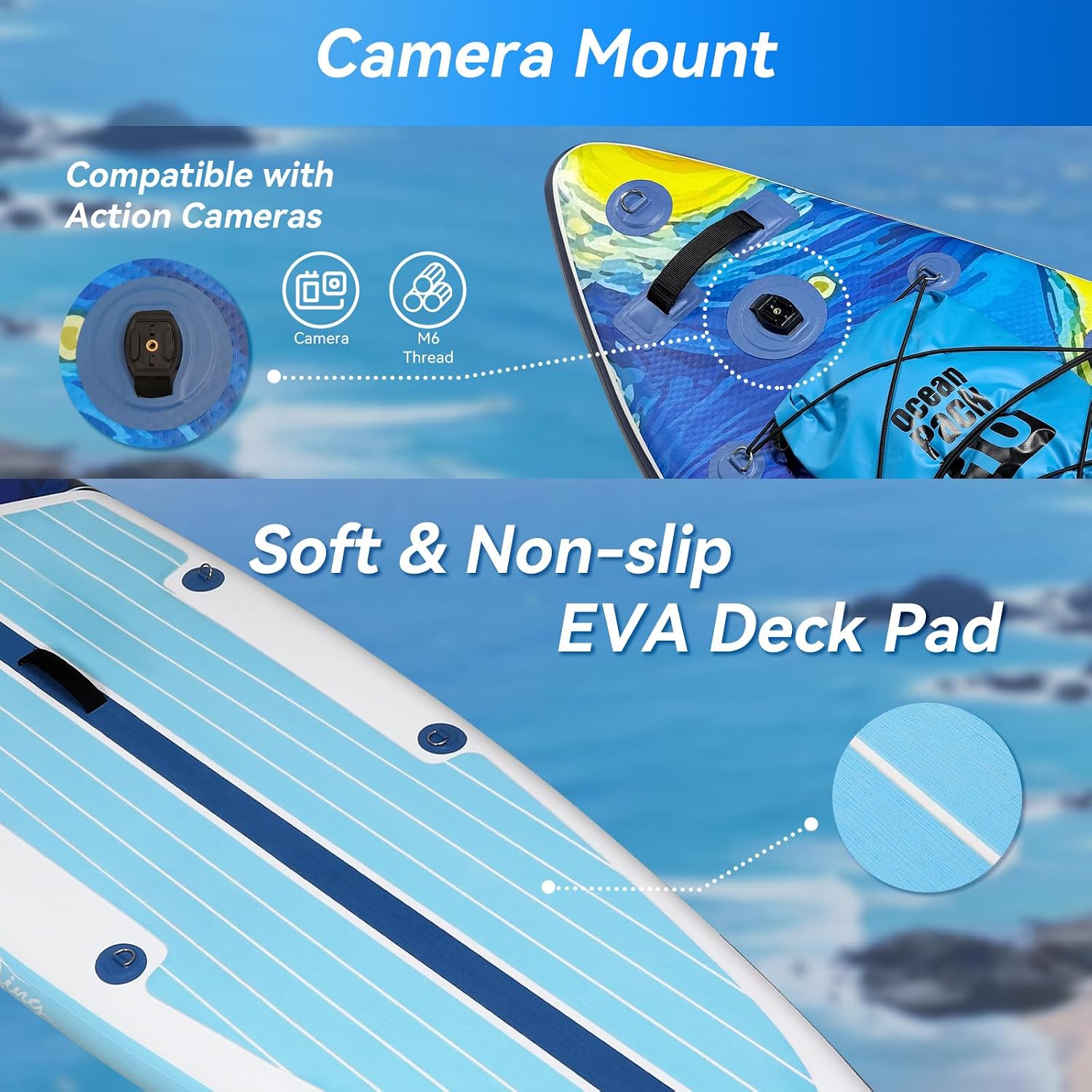 YUSING 11' Inflatable Stand Up Paddle Board with Kayak Seat, Non-Slip Deck SUP Paddle Board with Premium Kayak and SUP Accessories & Backpack, Portable Standing Boat for Youth & Adult