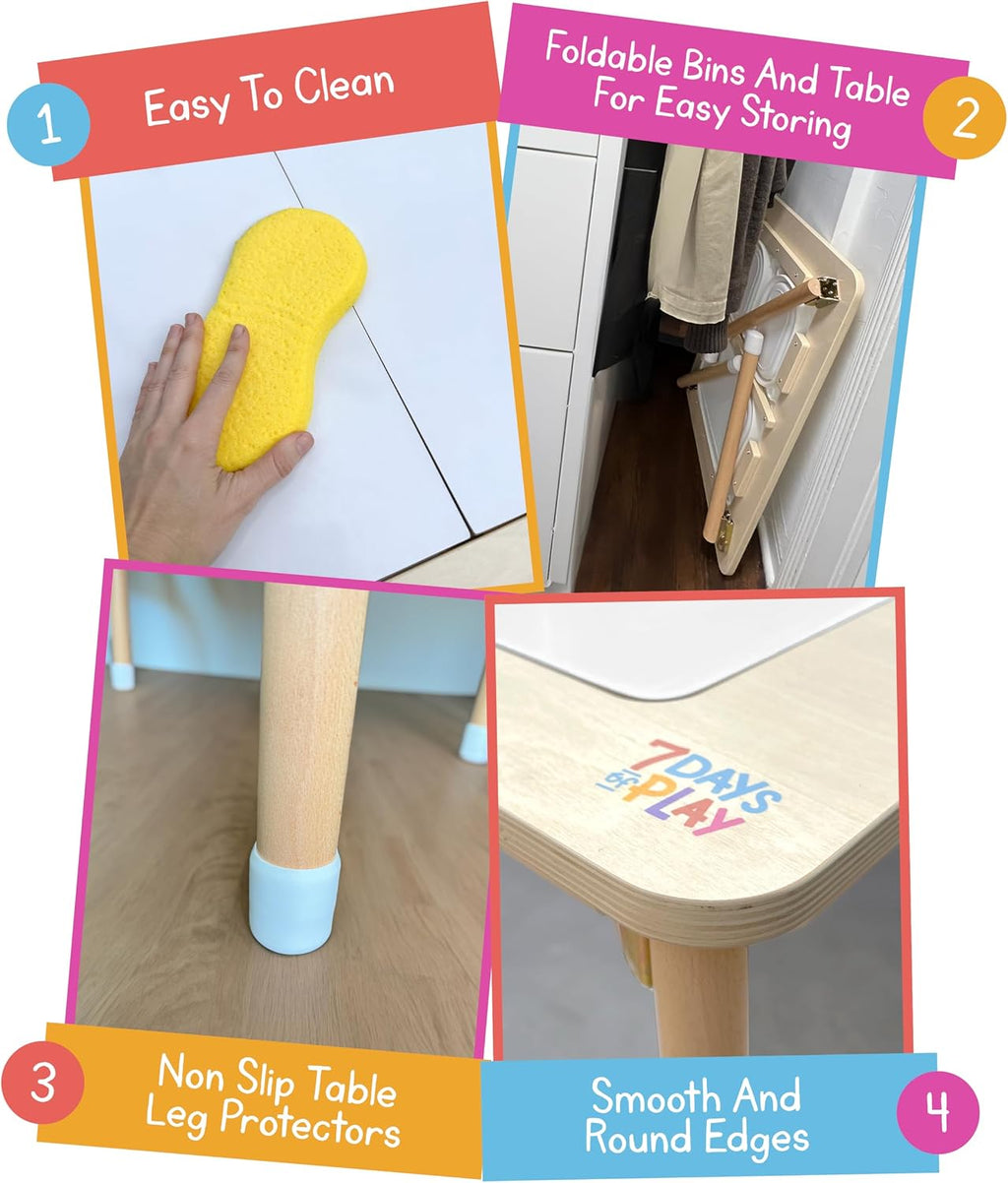 7 Days of Play Sensory Play Activity Table with Foldable Legs, Storage Bins, and Lid – Sensory Table for Toddlers & Kids | Great Gift for Birthdays, Christmas & Special Occasions