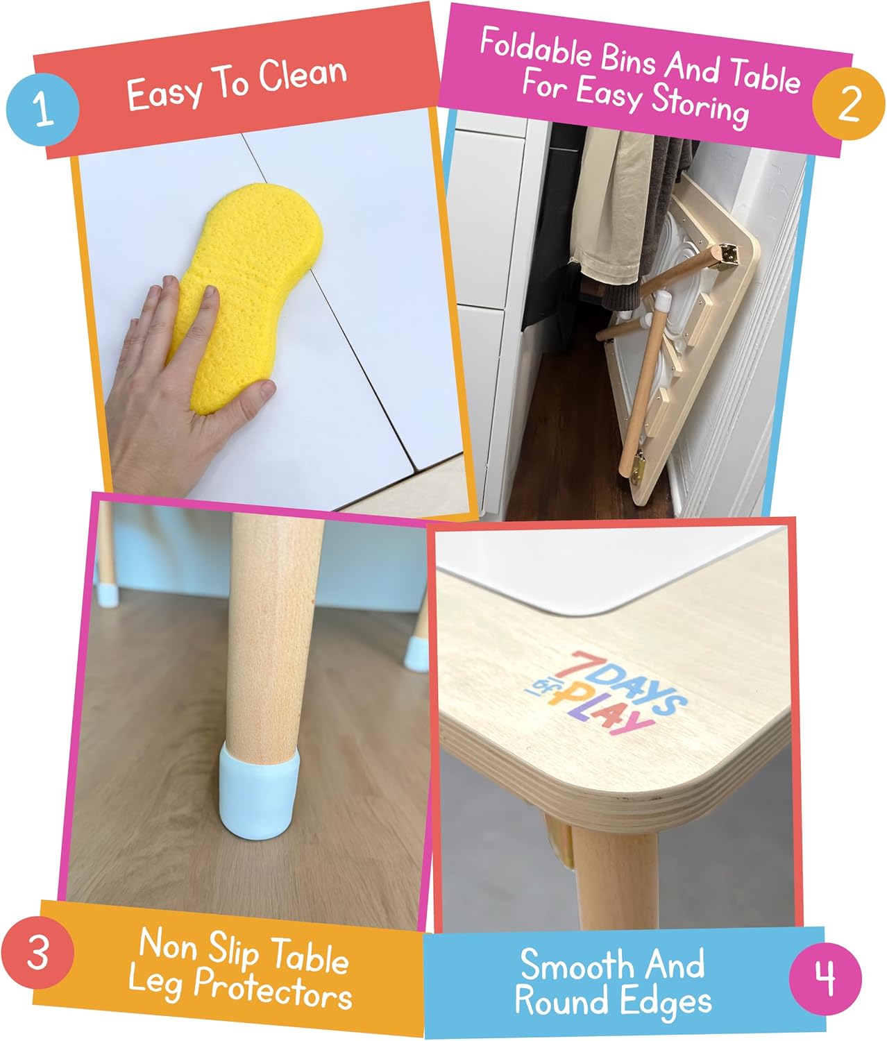 7 Days of Play Sensory Play Activity Table with Foldable Legs, Storage Bins, and Lid – Sensory Table for Toddlers & Kids | Great Gift for Birthdays, Christmas & Special Occasions