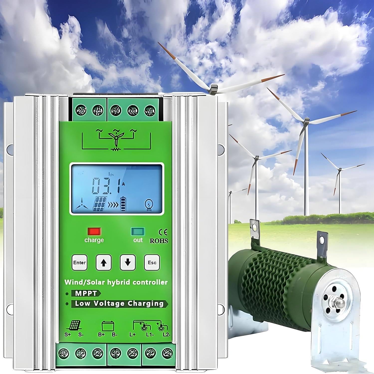 Smart Wind Solar Hybrid MPPTCharge Controller, 3000W/4000W/5000W/6000W/8000W/10000W/12000W/15000W 12V/24V/48V Auto Distinguish Off Grid Mppt Wind Turbine Solar Charge Controller 10000W