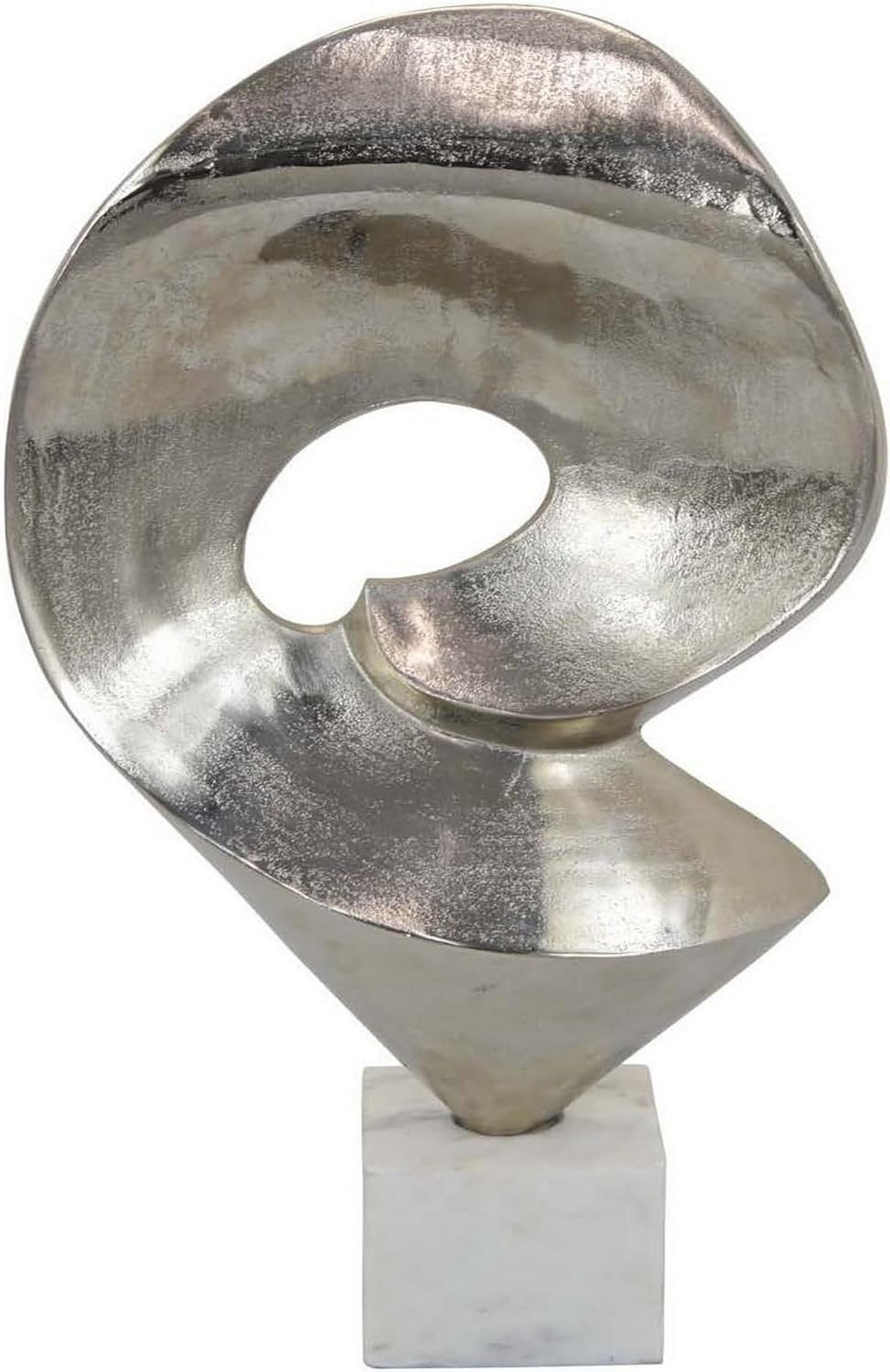 Benjara 24' Tabletop Home Decor Piece- Modern Art Sculpture- Chrome Metal