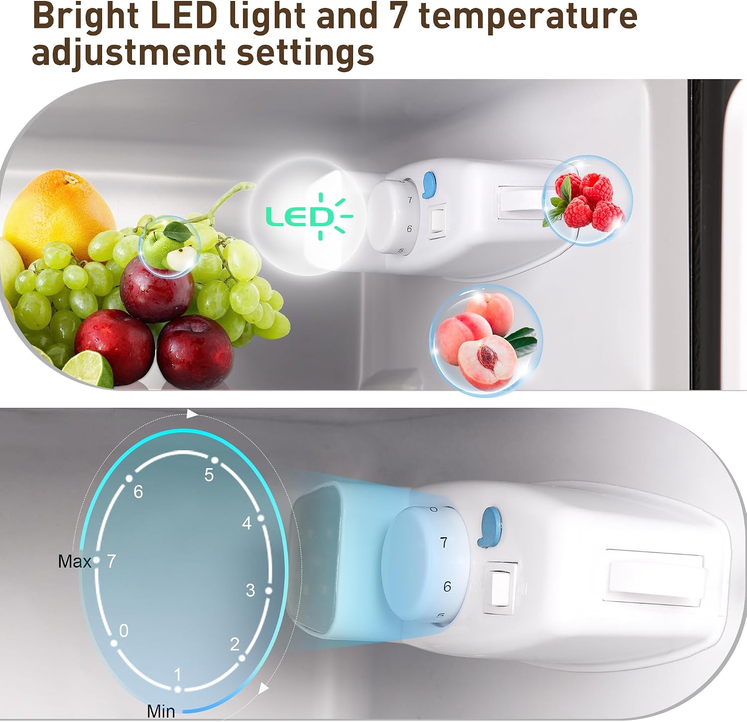 Mini Refrigerator with Freezer, 3.5 Cu. Ft. Small Fridge with Freezer 2 Door Mini Fridge with 7-Level Adjustable Thermostat Removable Shelves, Compact Refrigerator for Office/Dorm/College/RV, Silver