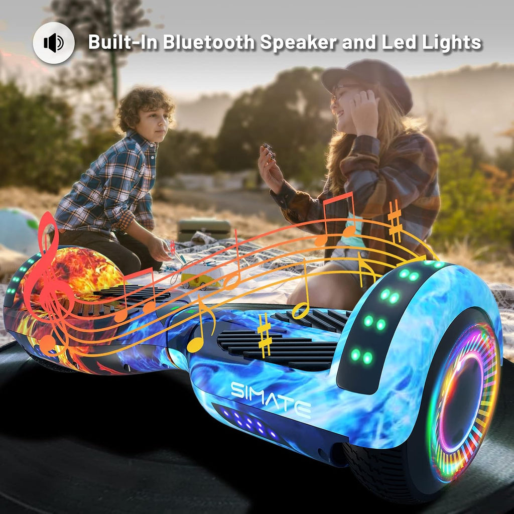 SIMATE Hoverboard, Bluetooth All Terrain Hover Boards with LED Lights and APP Control, Gifts for Kids Adults Girls Boys, for All Ages