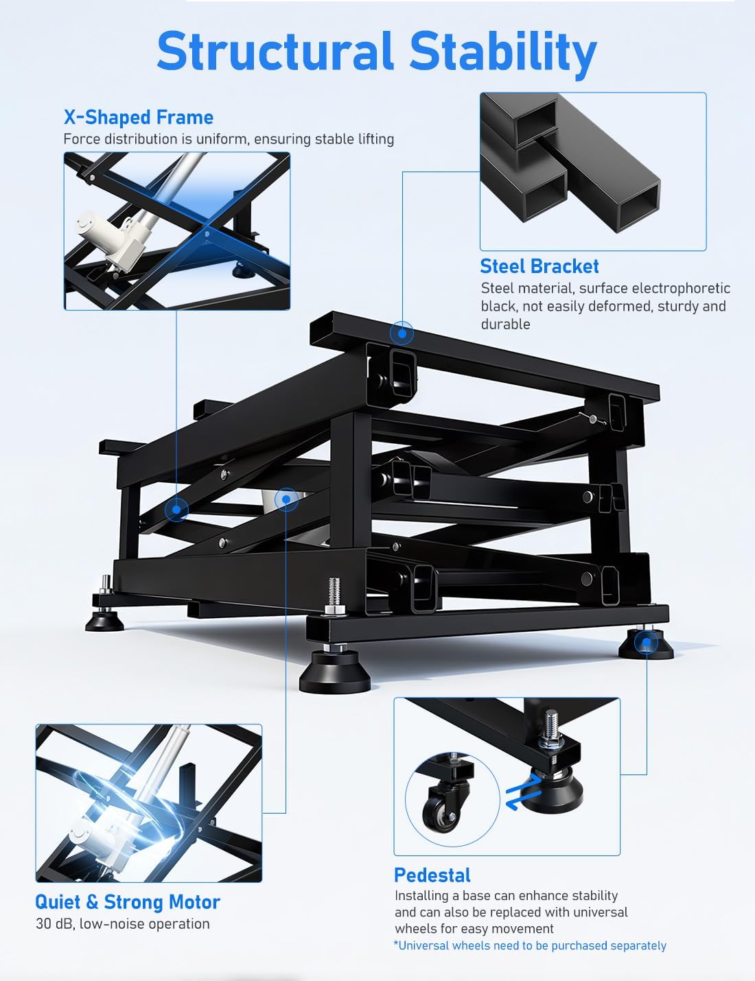 DIHOOL Electric Scissor Lift Table, 200Lbs, 10.43'-50.39' Height Adjustable Lifting Platform, Super Quiet with Remote & WiFi Control, Obstruction Detection, AC/DC Power for Home/Industrial Use