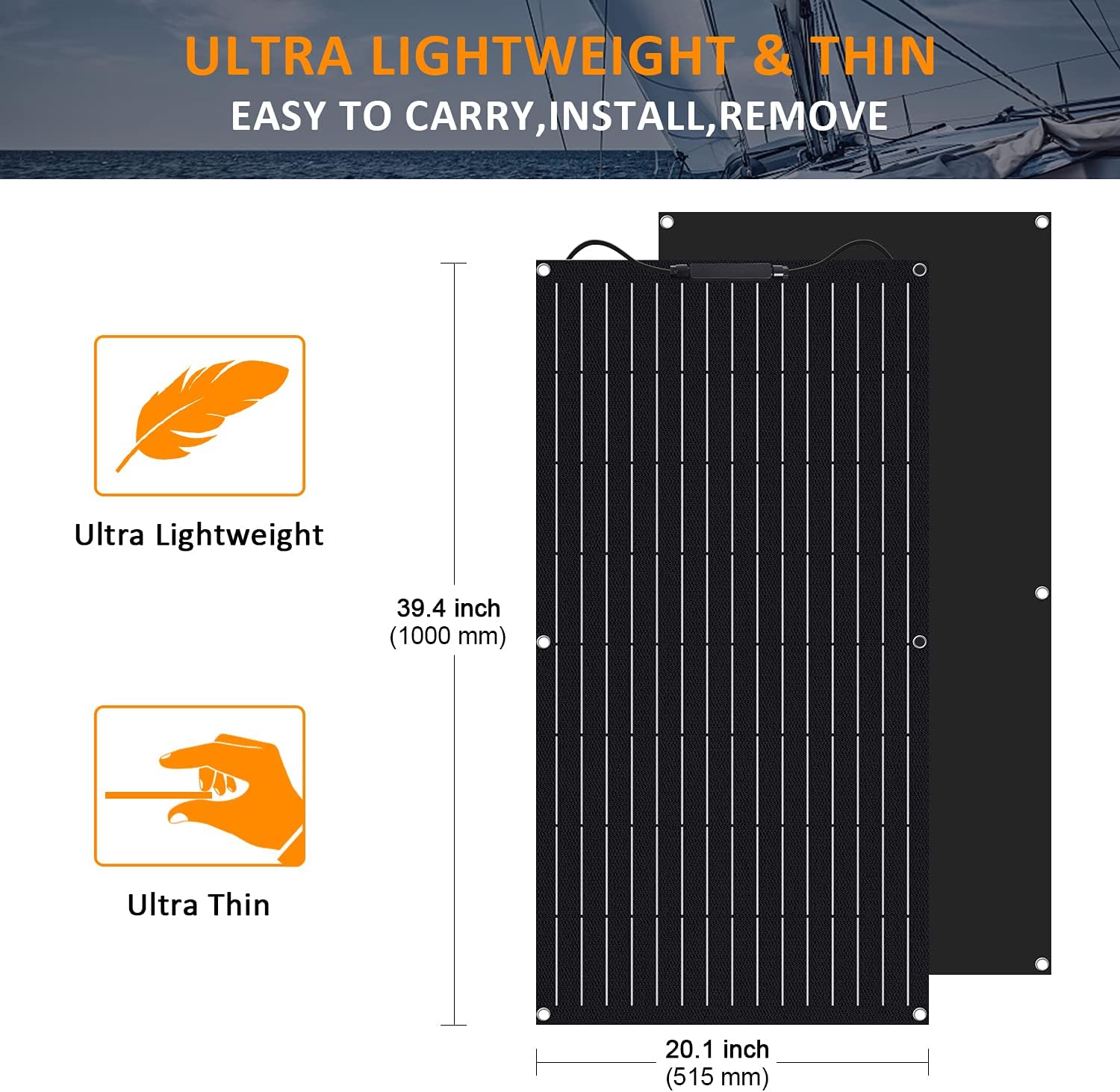 1800 Watts 24 Volts Solar Wind Hybrid System Kit:8pcs 100W ETFE Flexible Monocrystalline Solar Panel+1000W Wind Turbine Generator+Accessories