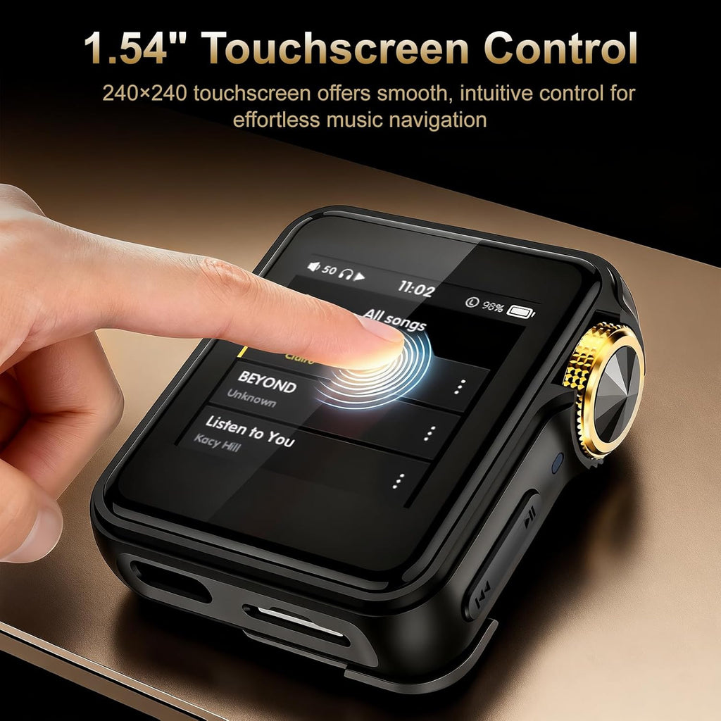 HIFI WALKER H2 Mini MP3 Player with APTX Bluetooth, Hi-Res Audio, Lossless DSD/FLAC, Touch Screen & Wearable Clip, Portable Music Player for Running & Travel, 64GB Memory, Supports up to 512GB