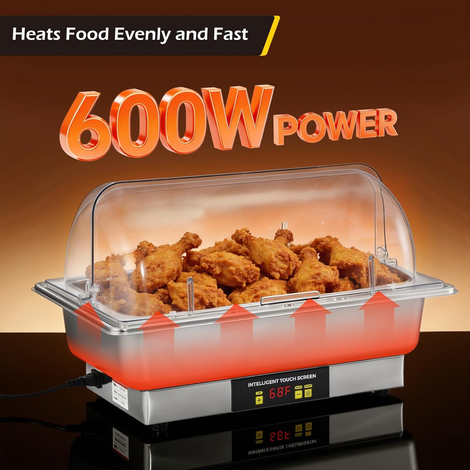 Dyna-Living Electric Chafing Dishes for Buffet, 9.5QT Full Size & Half Size Chafing Dish Buffet Set 600W Electric Buffet Servers and Warmers with Temp Control Display Food Warmers for Parties Catering