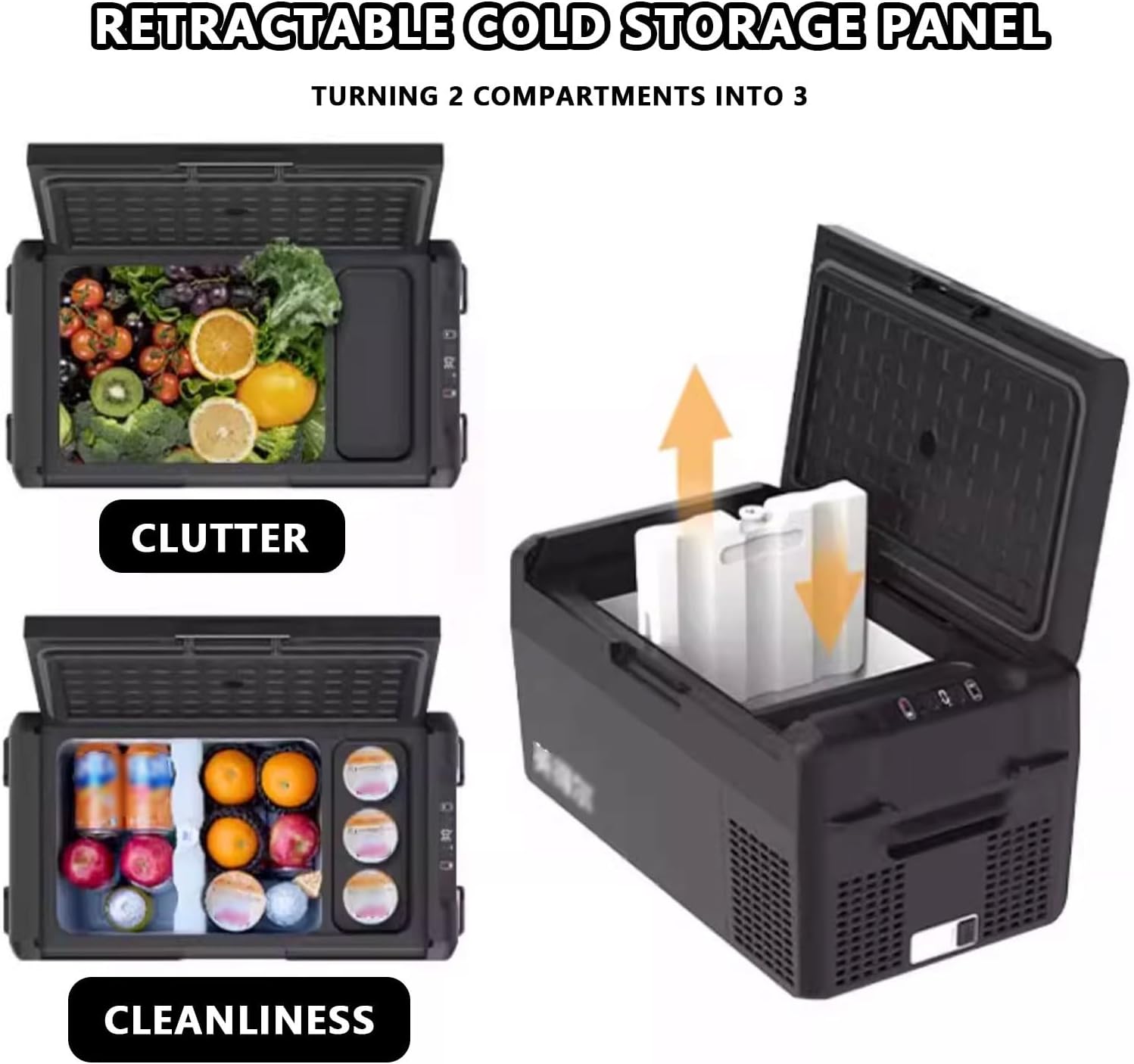 Camping Refrigerator Plug in Ac for Car Portable Cooler Electric 20/25L Keypad Display Removable Cold Storage Plate Design 12/24V DC 110-240V AC for Travel Home(61.7 * 33.2 * 36.3cm)