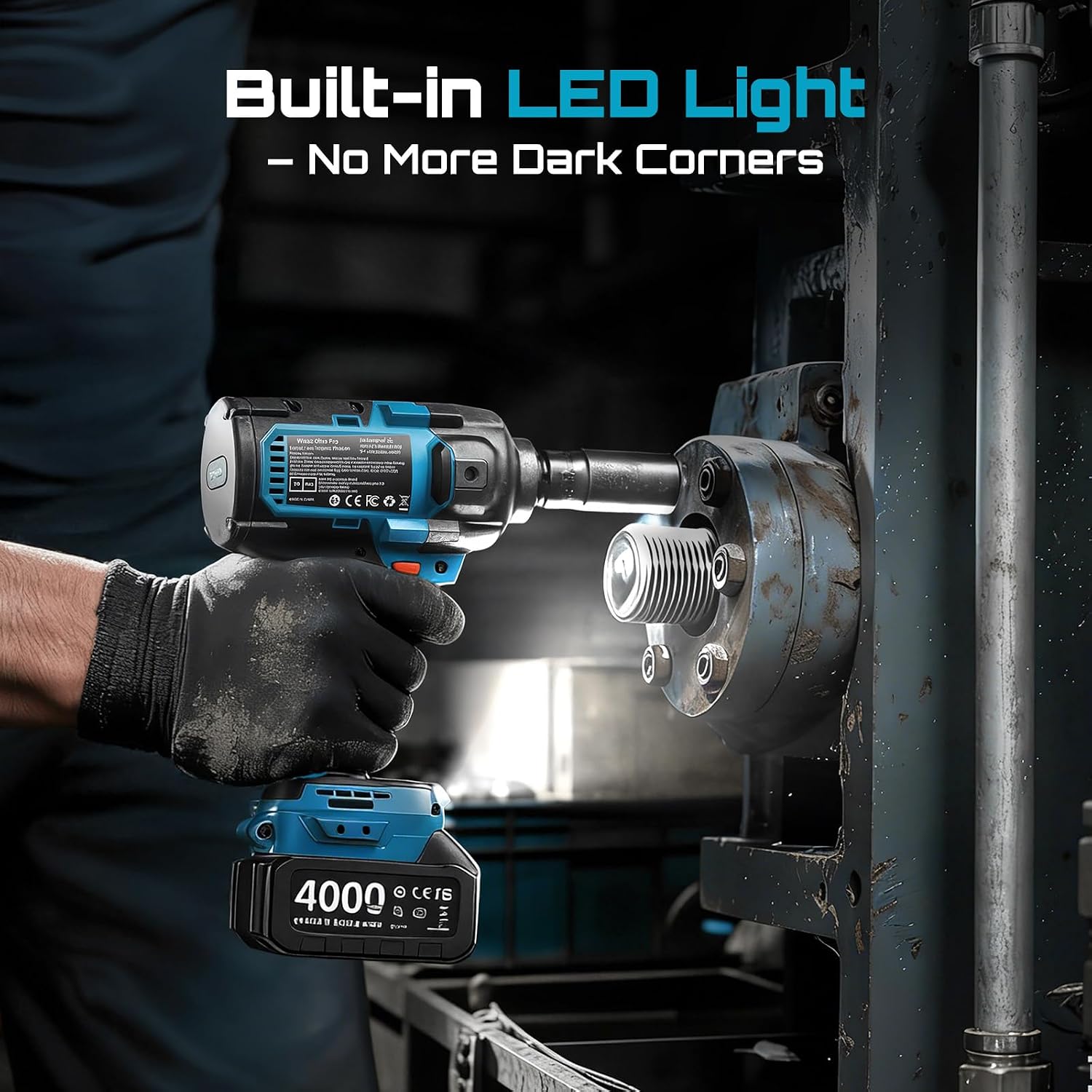 Seesii Upgraded Cordless Impact Wrench 885Ft-lbs (1200N·m): 1/2' Impact Gun with Detachable Side Handle, 21V High Torque Power Impact Driver 2x 4.0Ah Batteries for Family Car/Pickup Truck/Mower