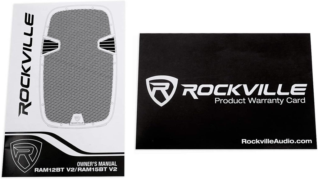 Rockville RAM12BT 12' Rechargable Powered 600W PA Speaker, 2 Mics, Bluetooth
