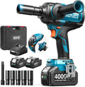 SEESII Upgraded Impact Wrench 1180 Ft-lbs (1600 N·m): 1/2' High-Torque Impact Gun with Detachable Side Handle, 21V Cordless Impact Driver 2x 4.0Ah Batteries for Car/Pickup Truck/Mower/Industrial Tasks