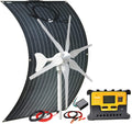 400W Wind Turbine Generator + 100W ETFE Flexible Monocrystalline Solar Panel, 500W Solar Wind Kit Hybrid System for RV Boat Cabin Mobile Home
